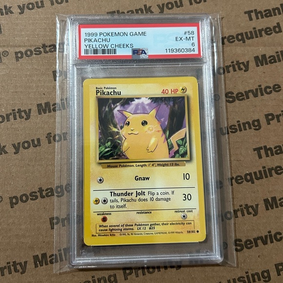 PSA 6 '99 Pokemon Pikachu Card No. 58 PSA 6 '99 Pokemon Pikachu Card No. 58